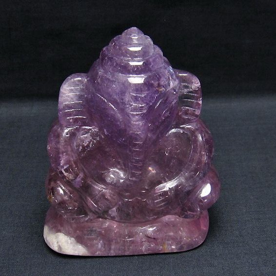 アメジスト ガネーシャ 彫刻品 置物[T42-517]