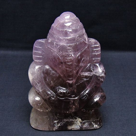 アメジスト ガネーシャ 彫刻品 置物 [t42-610]