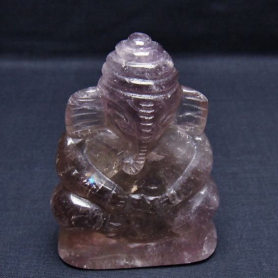 アメジスト ガネーシャ 彫刻品 置物 [t42-641]