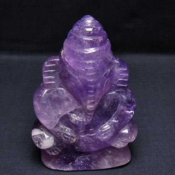 アメジストガネーシャ彫刻品置物