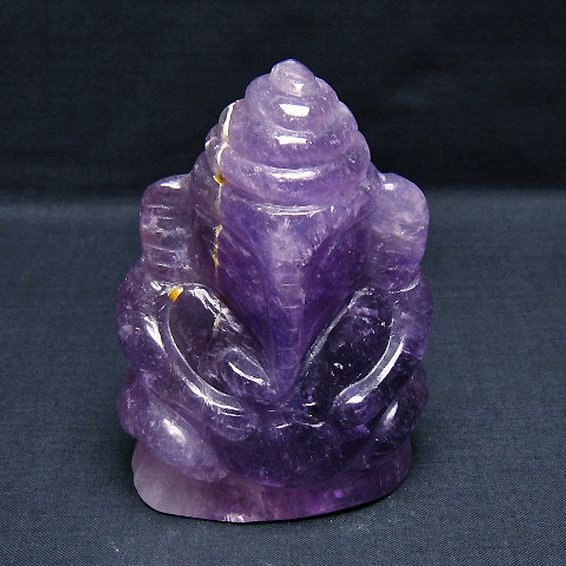 アメジスト ガネーシャ 彫刻品 置物[T42-671]