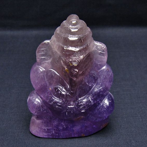アメジスト ガネーシャ 彫刻品 置物[t42-679]