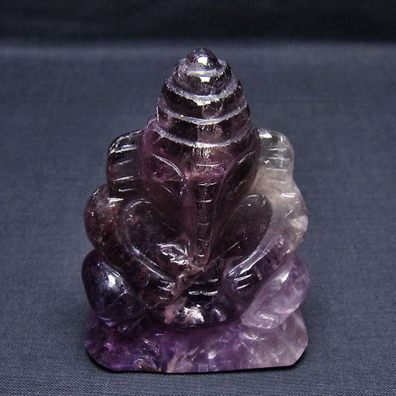 アメジスト ガネーシャ 彫刻品 置物[t42-692]