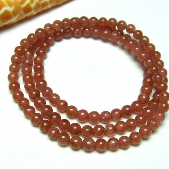 インカローズ ロードクロサイト 3重 ブレスレット  ネックレス にも応用可 5mm [T423-954]