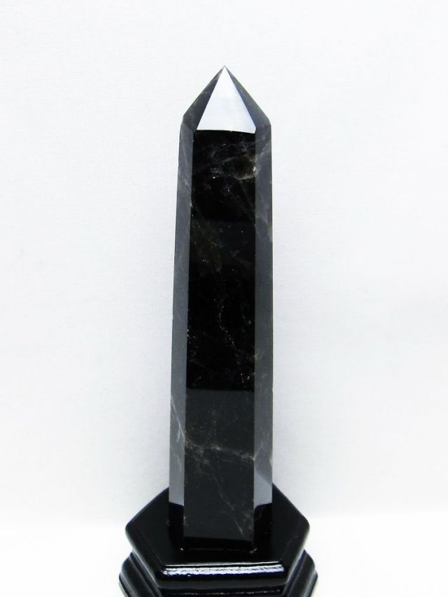 モリオン 純天然 黒水晶 六角柱[T43-8074]