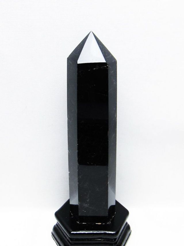 モリオン 純天然 黒水晶 六角柱[T43-8093]