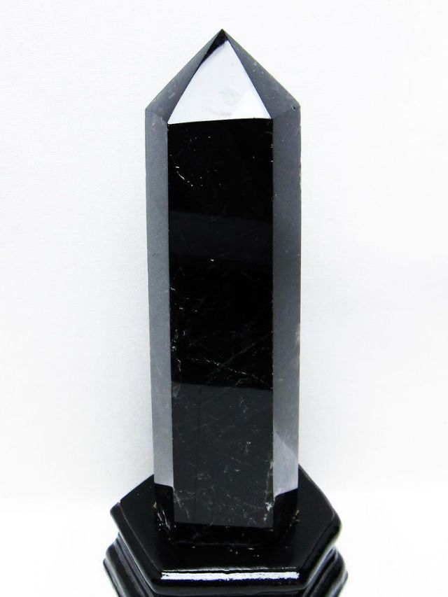 モリオン 純天然 黒水晶 六角柱[T43-8097]