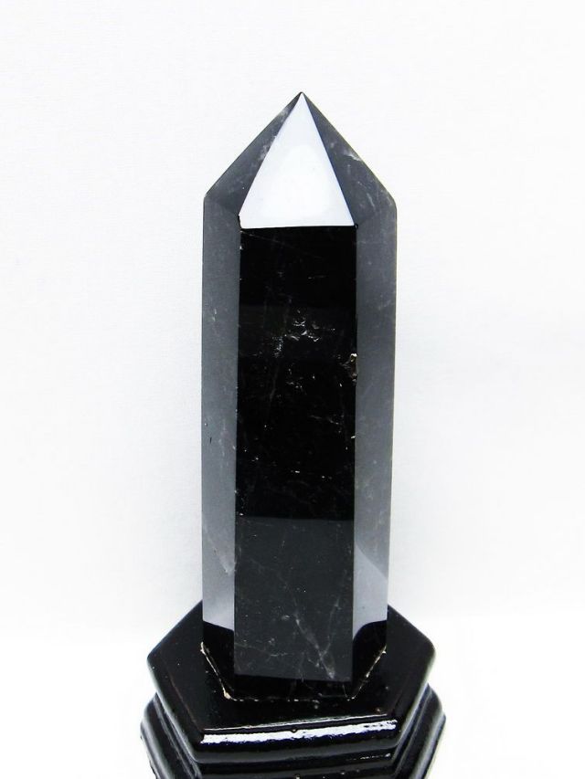モリオン 純天然 黒水晶 六角柱[T43-8099]