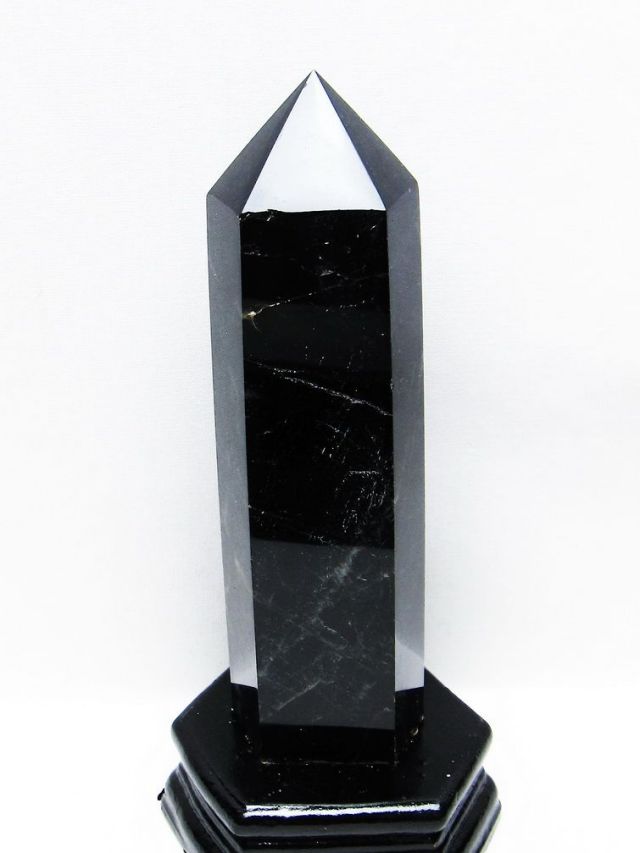 モリオン 純天然 黒水晶 六角柱[T43-8100]