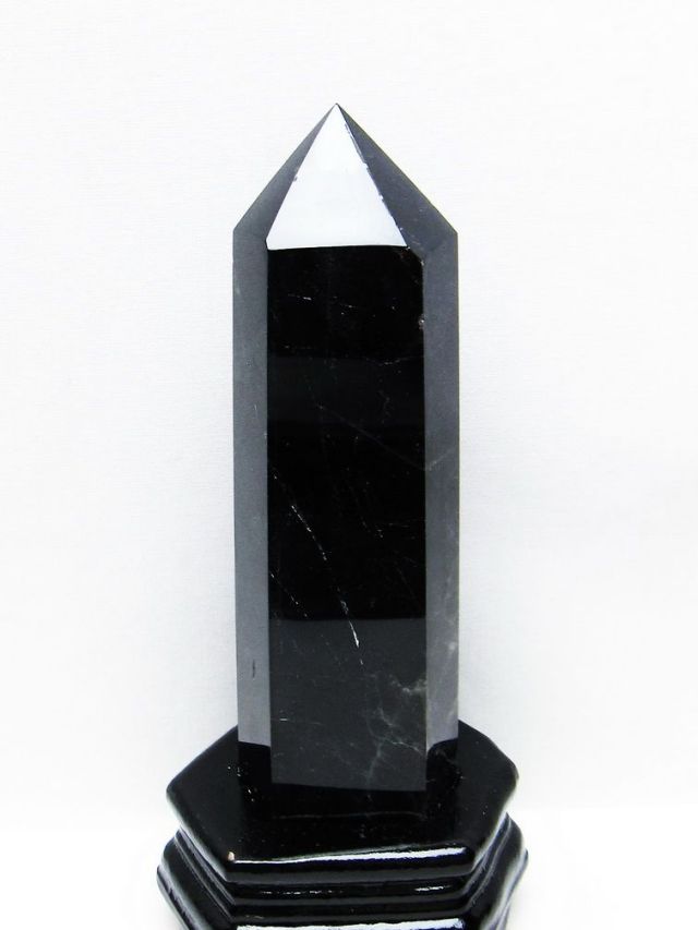 モリオン 純天然 黒水晶 六角柱[T43-8105]