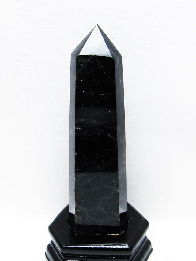 モリオン 純天然 黒水晶 六角柱[T43-8107]