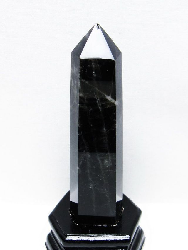 水晶柱 モリオン 純天然 黒水晶 六角柱[t43-8114]
