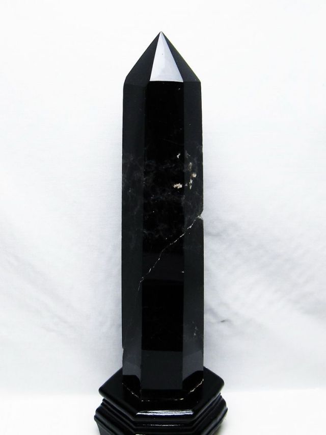 1.7Kg モリオン 純天然 黒水晶 六角柱[T43-8149]