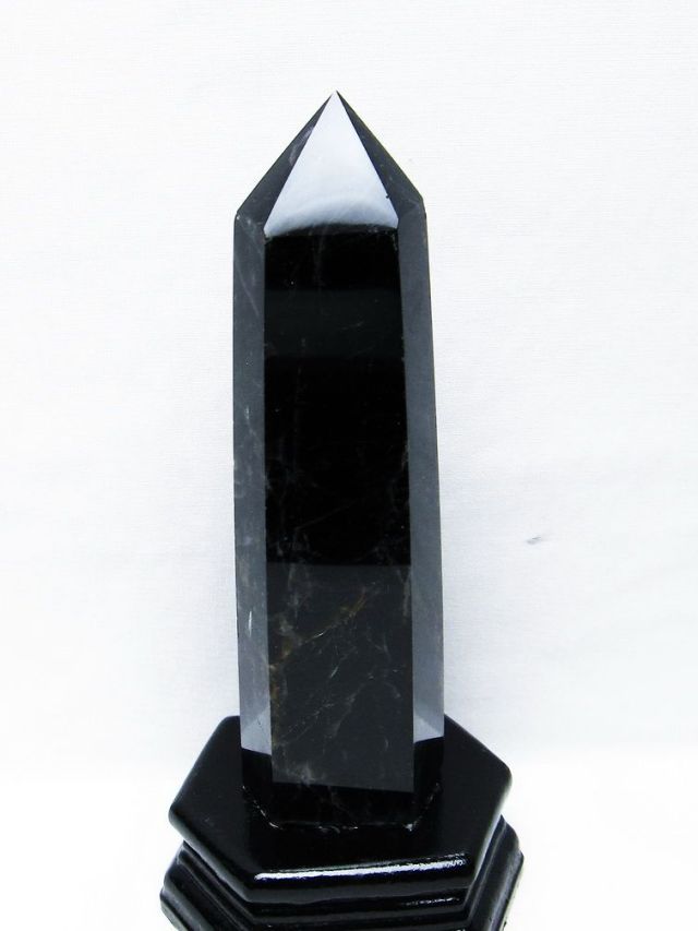 モリオン 純天然 黒水晶 六角柱[T43-8175]