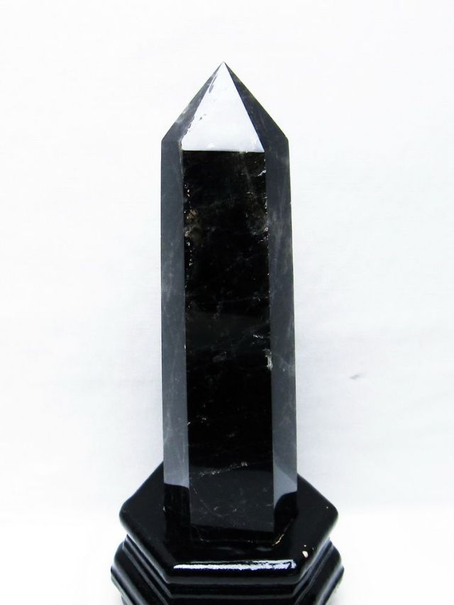 モリオン 純天然 黒水晶 六角柱 [t43-8177]