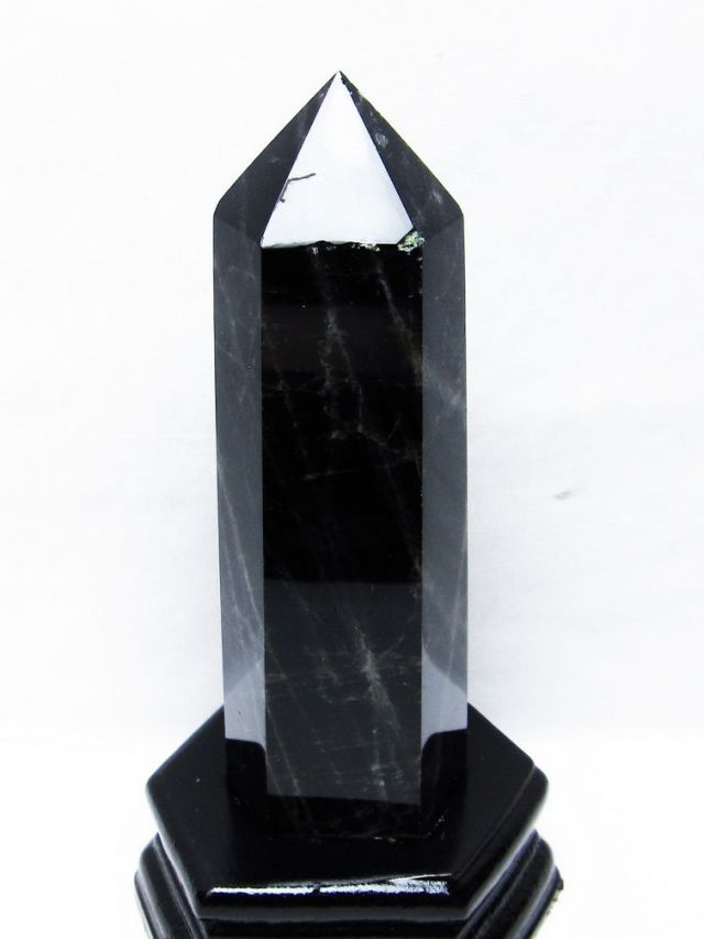 モリオン 純天然 黒水晶 六角柱[T43-8183]