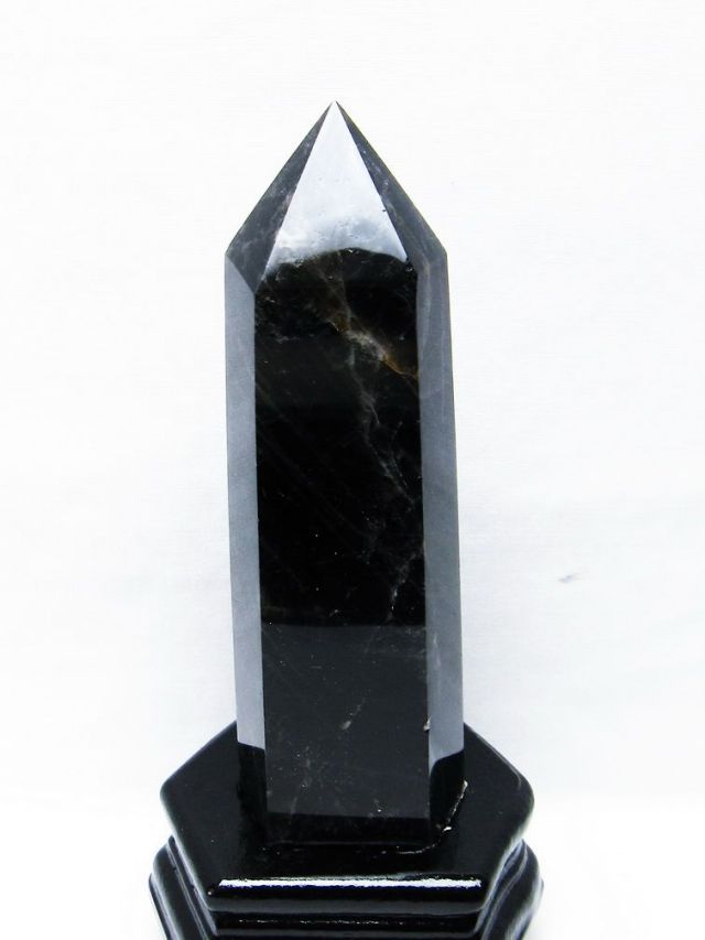 モリオン 純天然 黒水晶 六角柱[T43-8186]