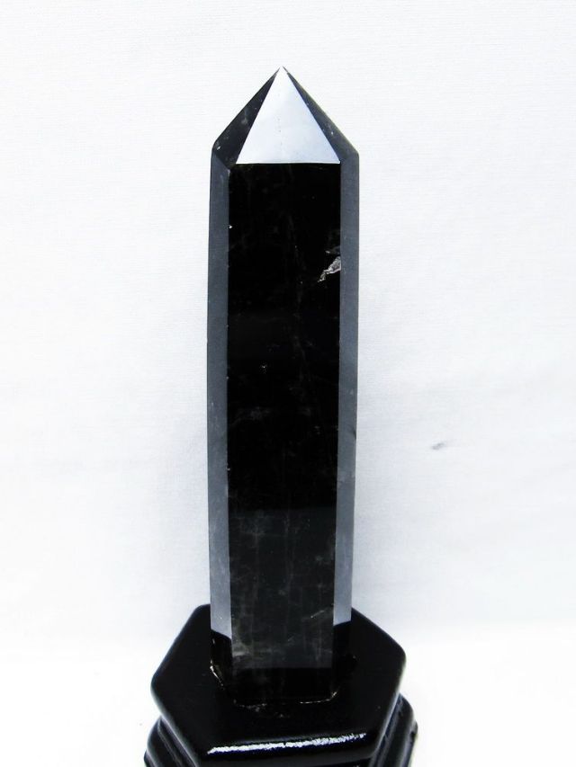 モリオン 純天然 黒水晶 六角柱[T43-8189]