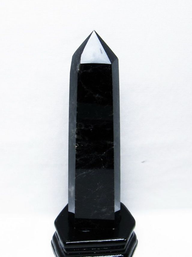 モリオン 純天然 黒水晶 六角柱[T43-8195]