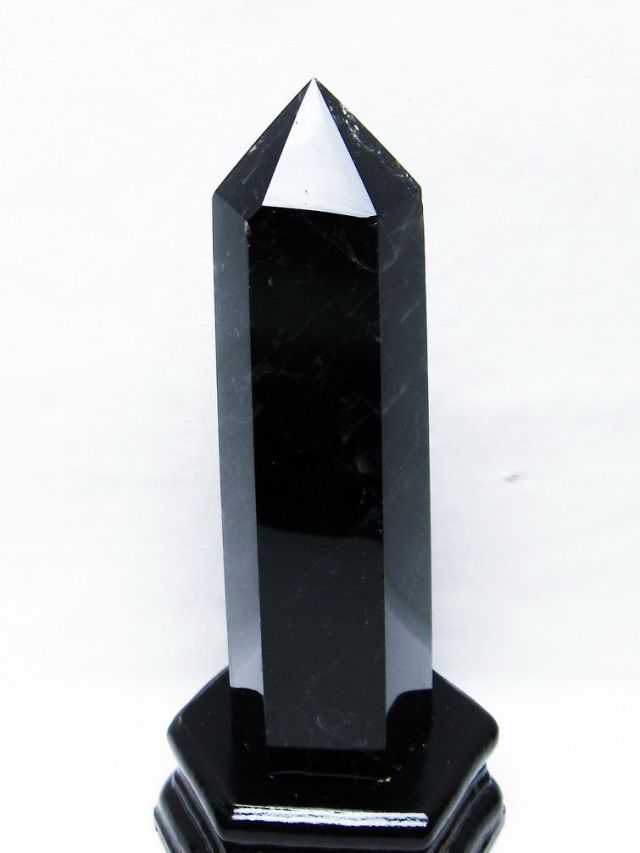 モリオン 純天然 黒水晶 六角柱[T43-8204]