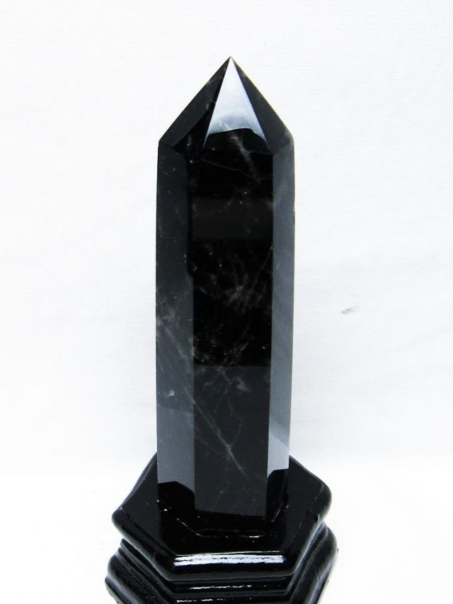 モリオン 純天然 黒水晶 六角柱[T43-8205]