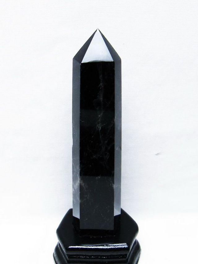 モリオン 純天然 黒水晶 六角柱 [t43-8208]