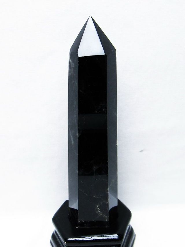 モリオン 純天然 黒水晶 六角柱[T43-8215]