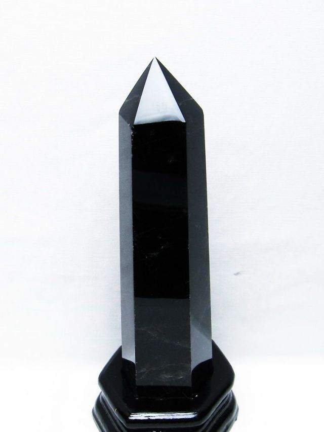 モリオン 純天然 黒水晶 六角柱[T43-8217]