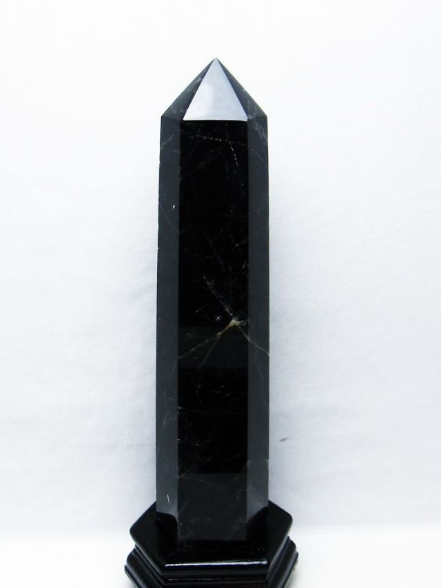 1.7Kg モリオン 純天然 黒水晶 六角柱[T43-8234]