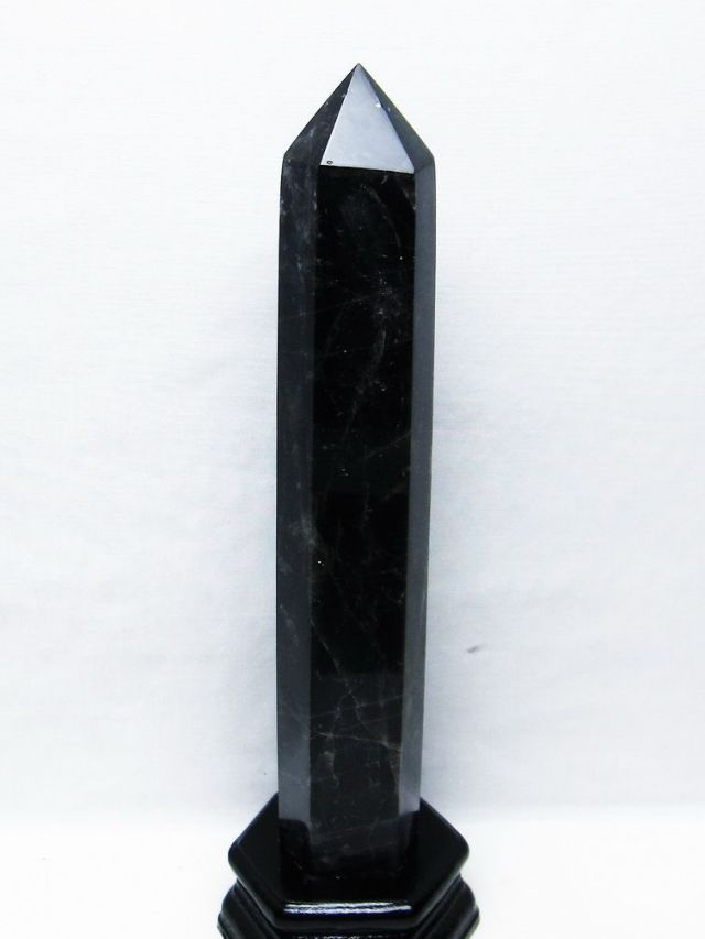 モリオン 純天然 黒水晶 六角柱[T43-8238]