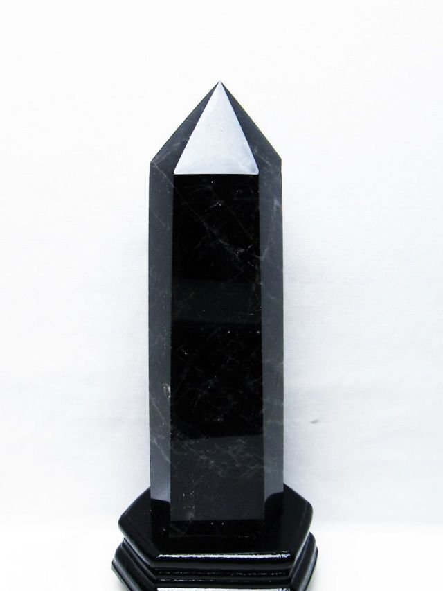 1.5Kg モリオン 純天然 黒水晶 六角柱[T43-8247]