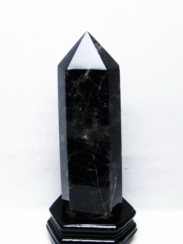 1.9Kg モリオン 純天然 黒水晶 六角柱[T43-8249]