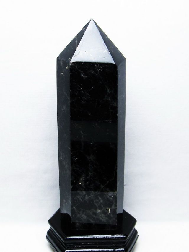 3.1Kg モリオン 純天然 黒水晶 六角柱[T43-8262]