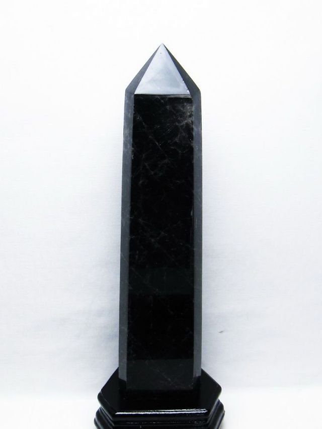 2.5Kg モリオン 純天然 黒水晶 六角柱[T43-8281]