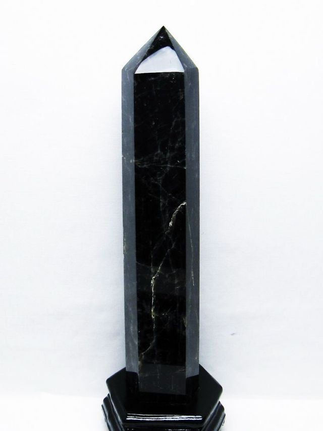 2.2Kg モリオン 純天然 黒水晶 六角柱[T43-8286]