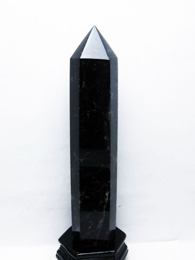 2.2Kg モリオン 純天然 黒水晶 六角柱[T43-8288]