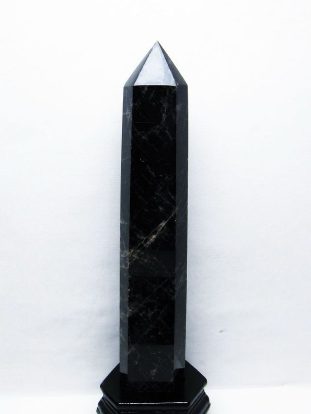 2.1Kg モリオン 純天然 黒水晶 六角柱[T43-8294]