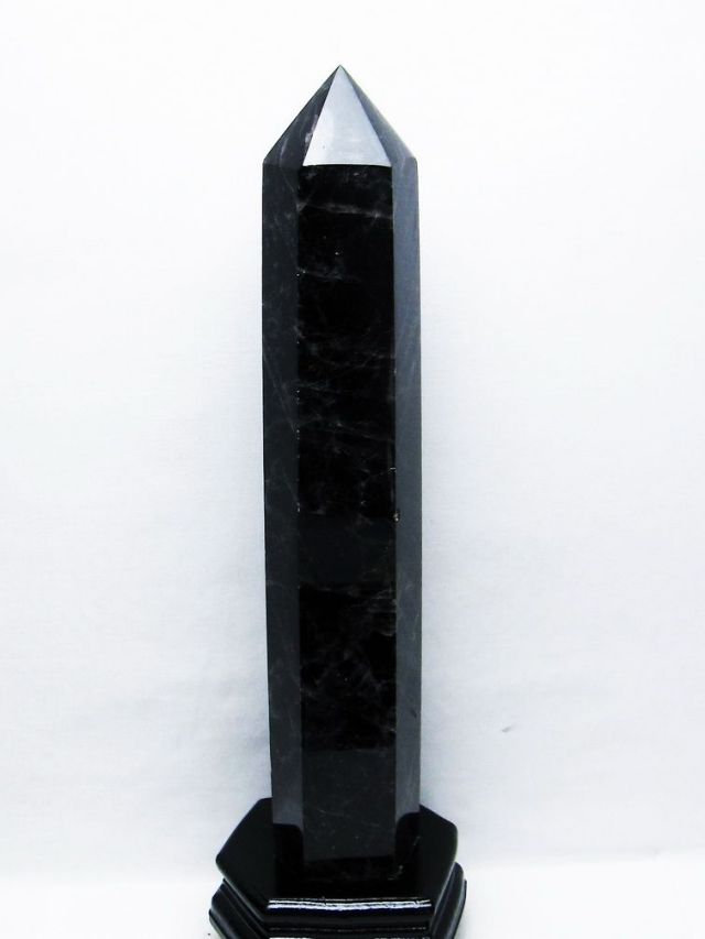 2.1Kg モリオン 純天然 黒水晶 六角柱[T43-8295]