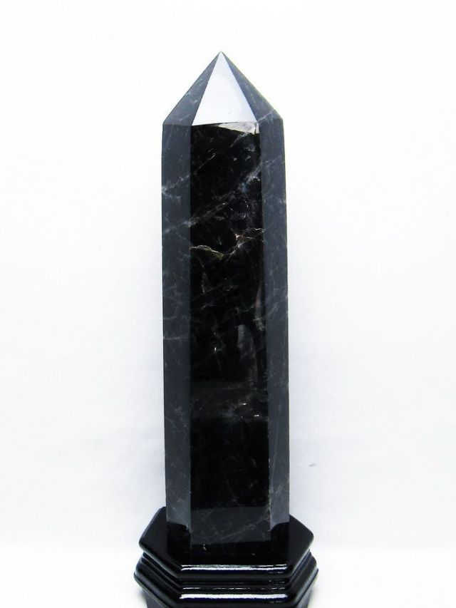 3.6Kg モリオン 純天然 黒水晶 六角柱[T43-8299]