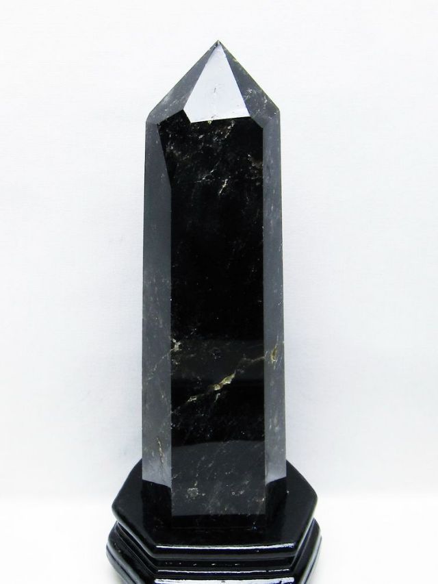 2Kg モリオン 純天然 黒水晶 六角柱[T43-8615]