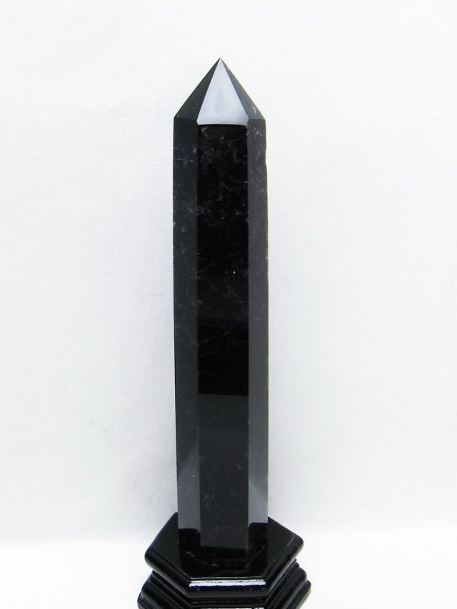モリオン 純天然 黒水晶 六角柱 [t43-8652]