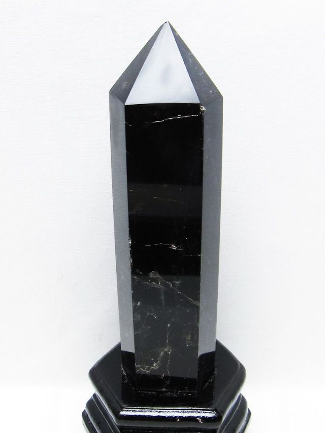 モリオン 純天然 黒水晶 六角柱 [t43-8660]