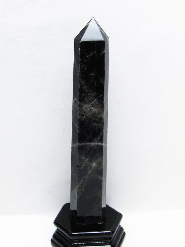 モリオン 純天然 黒水晶 六角柱 [t43-8677]