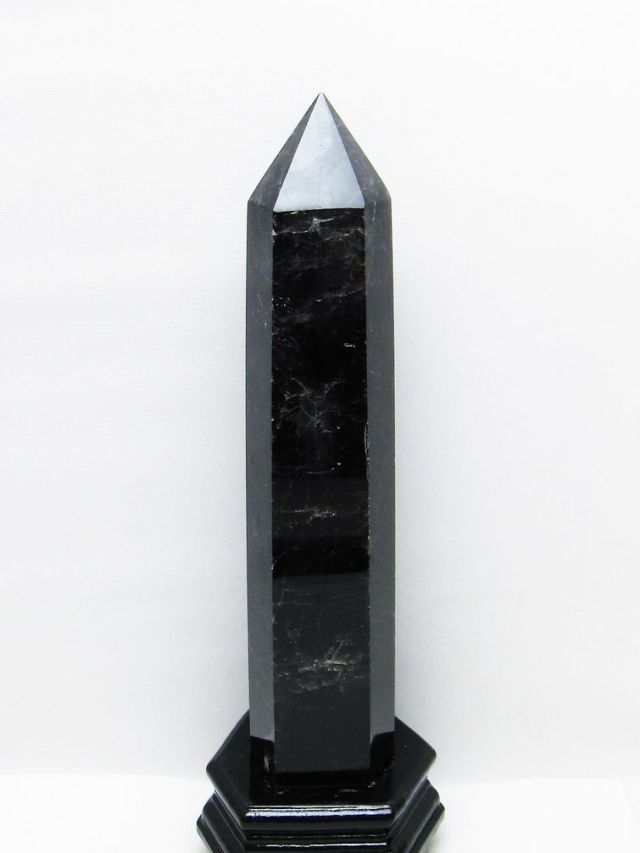 1.5Kg モリオン 純天然 黒水晶 六角柱 [t43-8685]