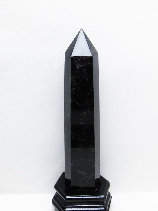1.2Kg モリオン 純天然 黒水晶 六角柱 [t43-8686]