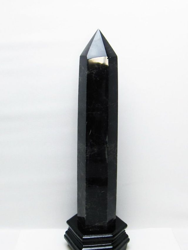 2.2Kg モリオン 純天然 黒水晶 六角柱 [t43-8691]