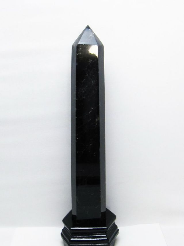 2Kg モリオン 純天然 黒水晶 六角柱 [t43-8699]
