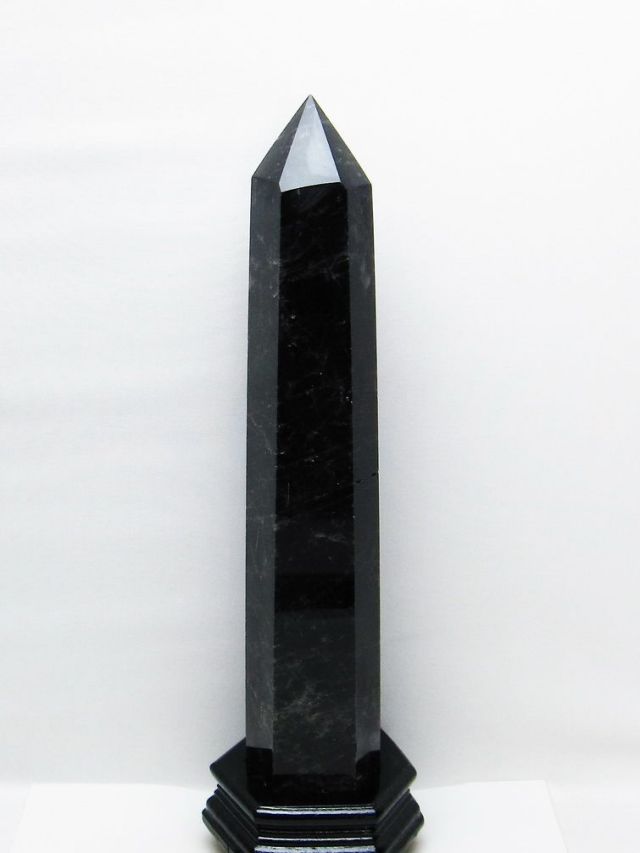 2.2Kg モリオン 純天然 黒水晶 六角柱 [t43-8700]