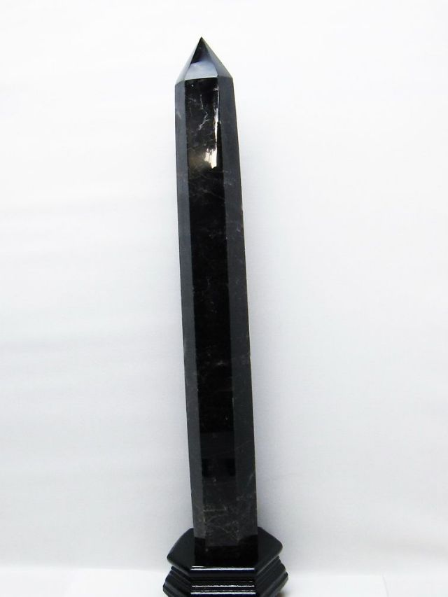 2.4Kg モリオン 純天然 黒水晶 六角柱 [t43-8703]