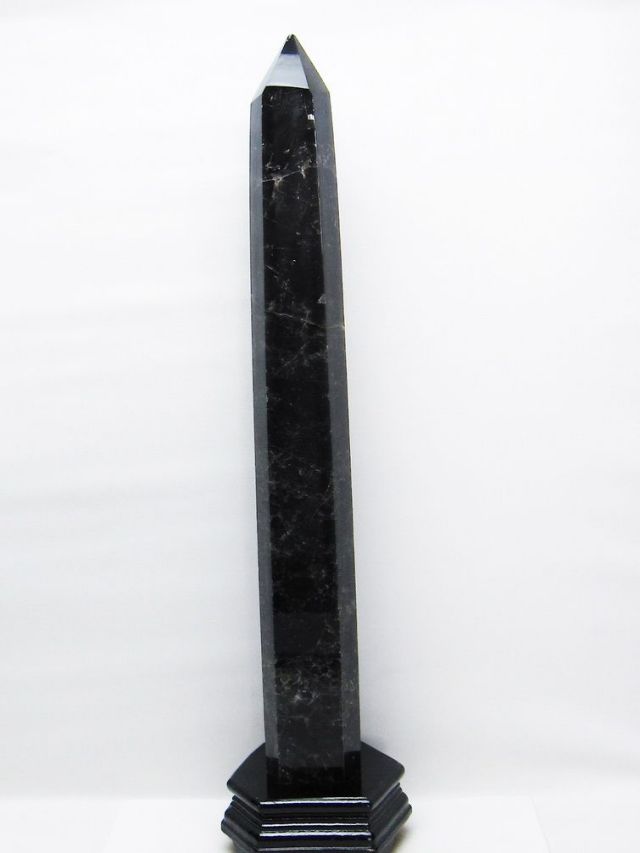 2.8Kg モリオン 純天然 黒水晶 六角柱 [t43-8705]